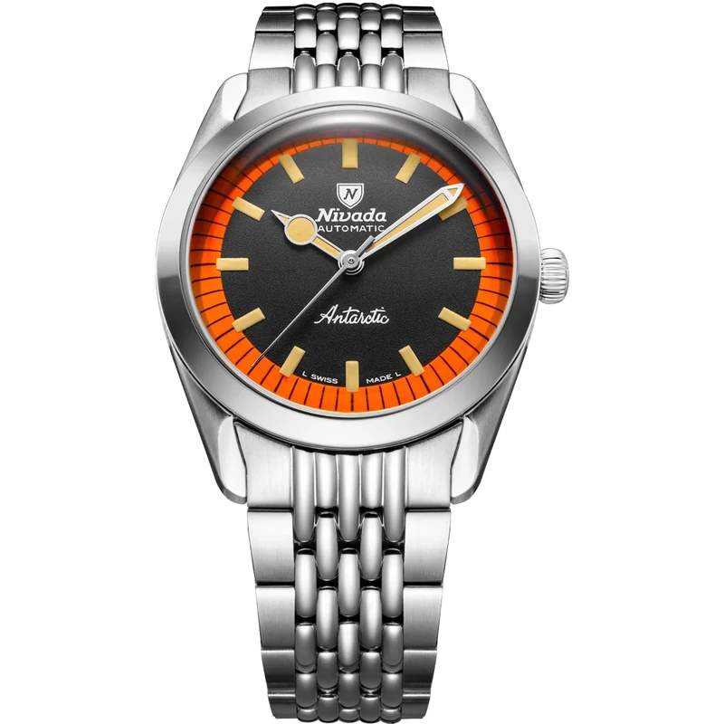 Nivada Grenchen Super Antarctic 38mm Limited Edition Black Dial Steel Mens Automatic Watch 32057A04