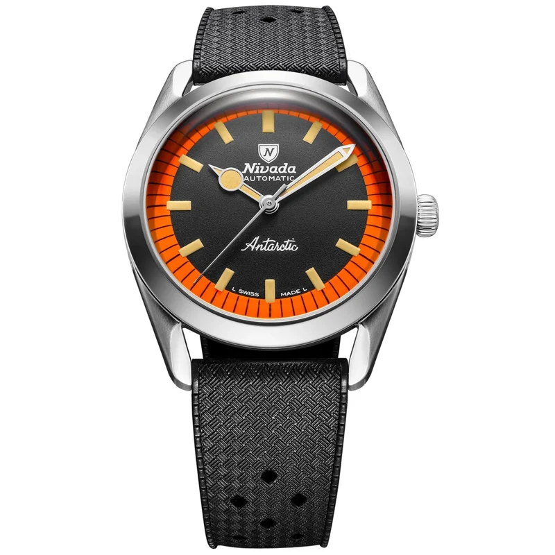 Nivada Grenchen Super Antarctic 38mm Limited Edition Black Dial Rubber Mens Automatic Watch 32057A01