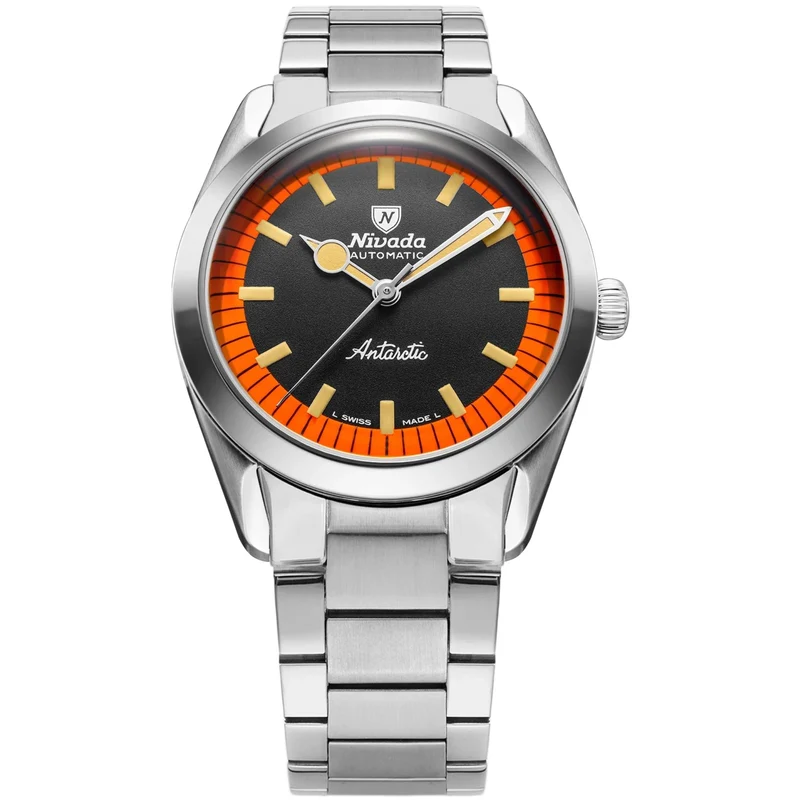 Nivada Grenchen Super Antarctic 38mm Limited Edition Black Dial Steel Mens Automatic Watch 32057A20