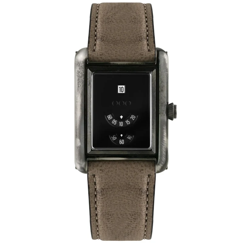 Out of Order Forma Venti Jump-Hour 32mm Lacquered Black Dial Leather Automatic Watch F20BLK.OOO