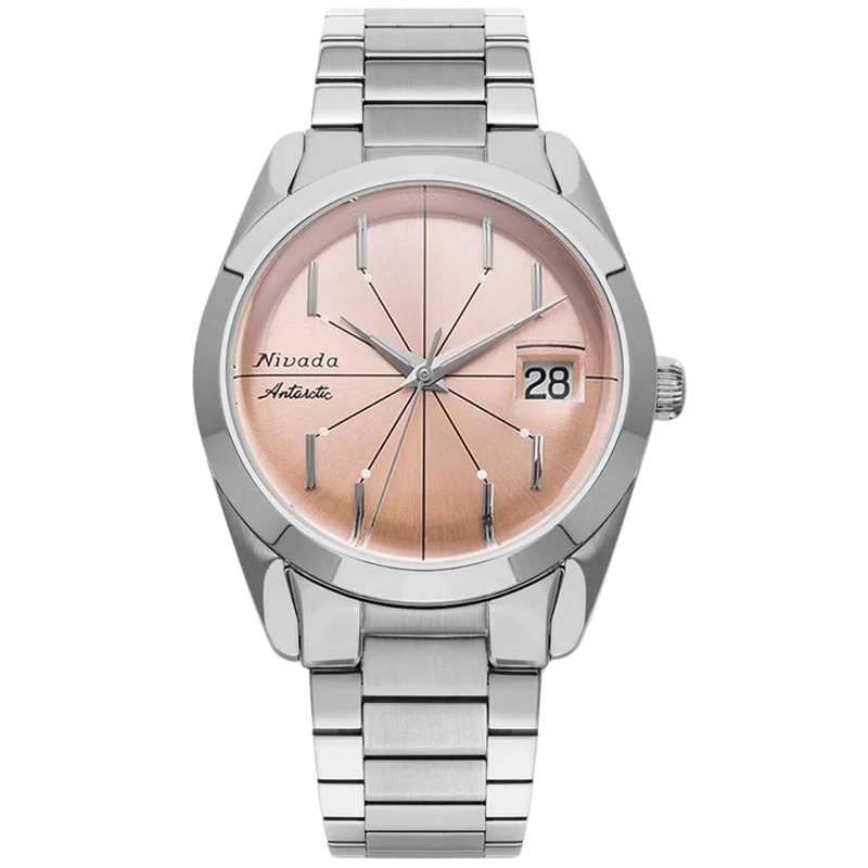Nivada Grenchen Antarctic Spider 38mm Salmon Dial Steel Mens Automatic Watch 32042A20