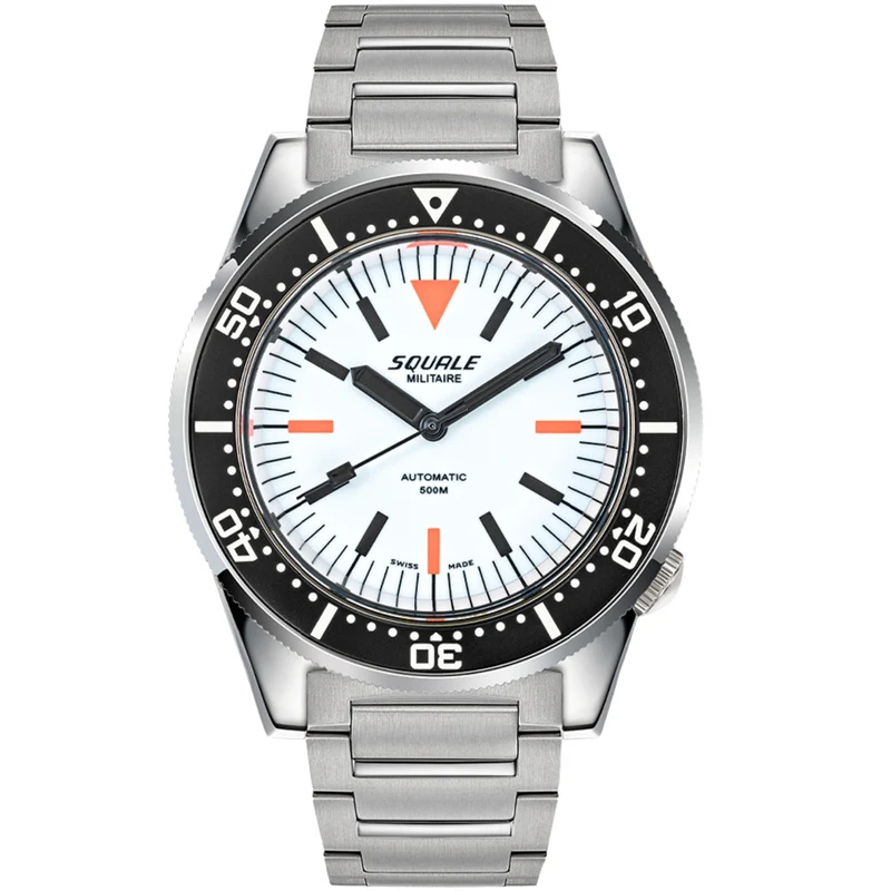 Squale 1521 Full Luminous Militaire 42mm White Dial Steel Mens Automatic Watch 1521FUMIWT.SQ20B