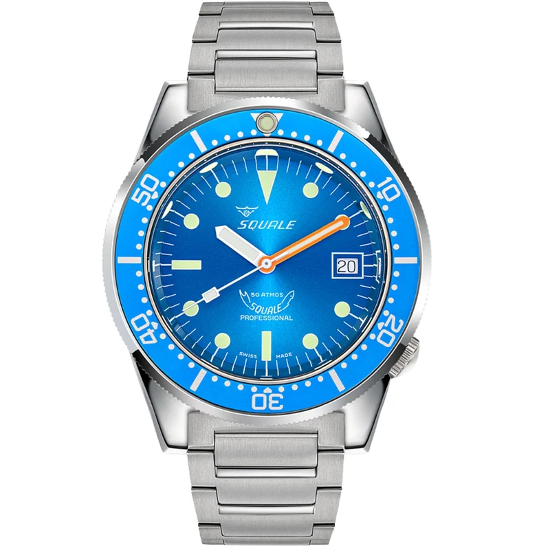 Squale 1521 Ocean 42mm Sunray Blue Dial Steel Mens Automatic Watch 1521OCN.SQ20B