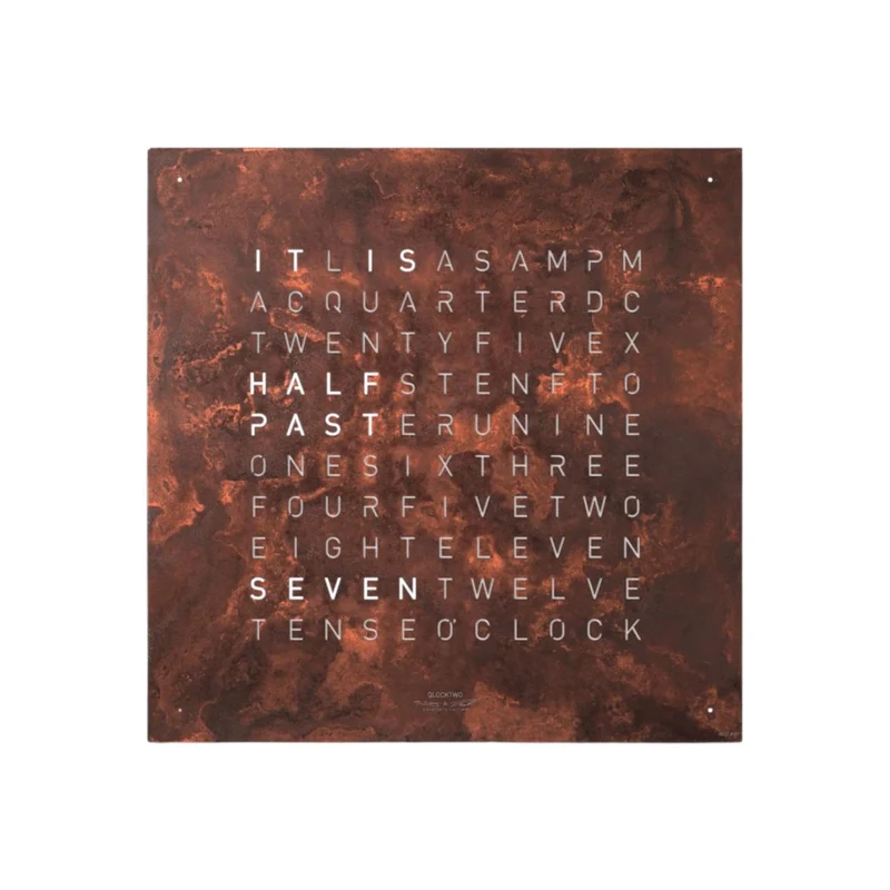 QLOCKTWO Earth 45 Creators Edition Rust English Wall Clock QT4ENRT-UK