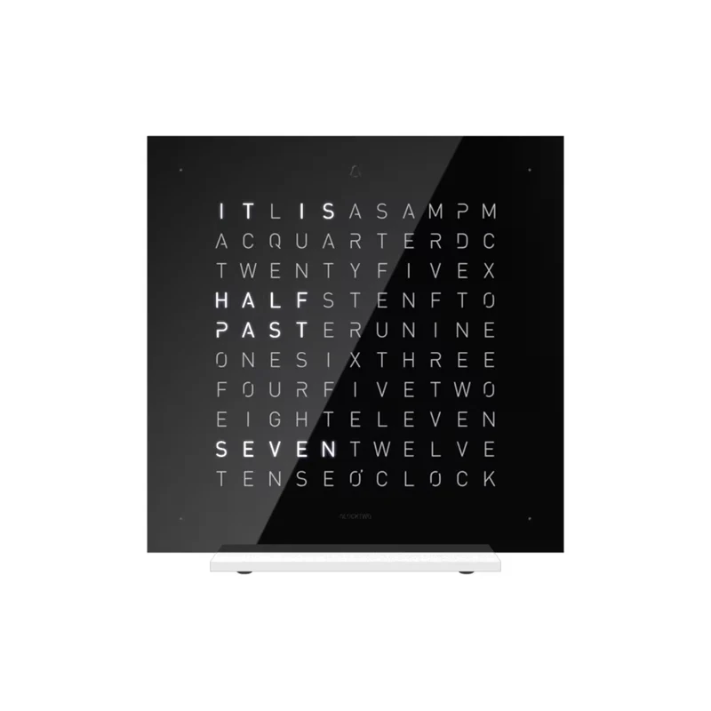 QLOCKTWO Earth 13.5 Pure Black Ice Tea English Table Clock T4PENBI-UK