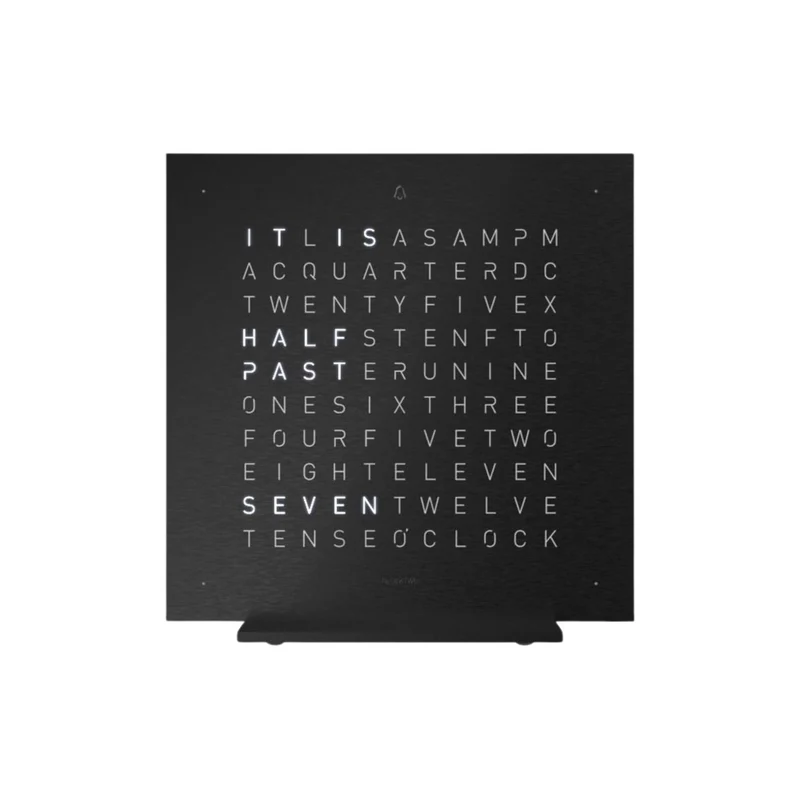 QLOCKTWO Earth 13.5 Steel Series Deep Black English Table Clock T4BLENSSBL-UK