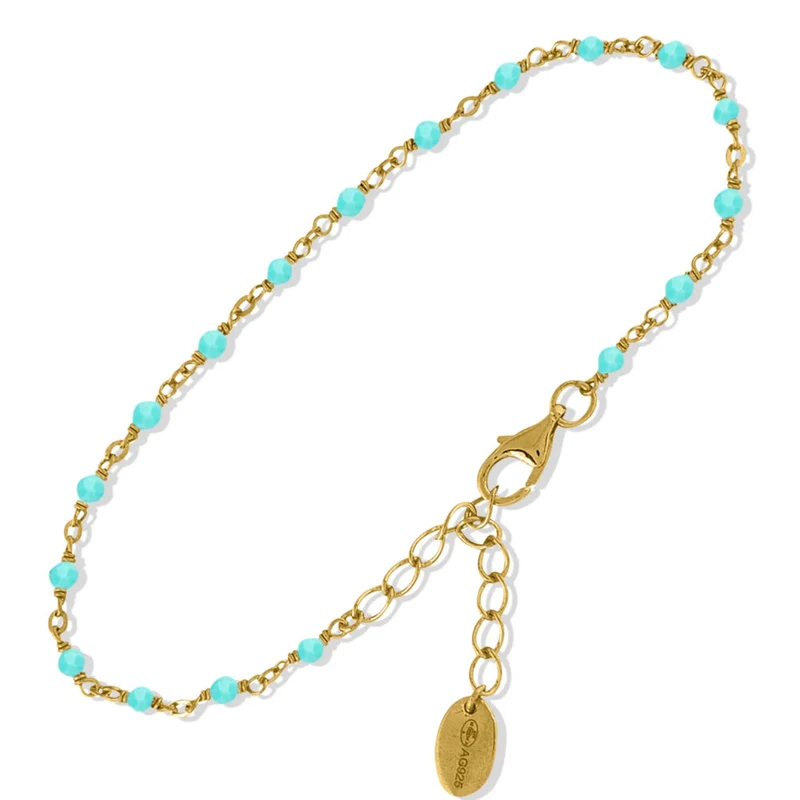 Bracelet Argent Doré Pierres Amazonite Authentiques
