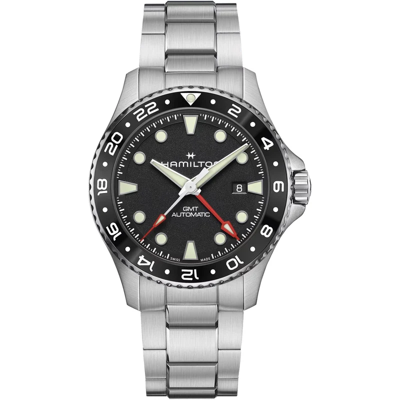 Hamilton Khaki Navy Scuba 43mm GMT Black Dial Steel Mens Automatic Watch H82555130