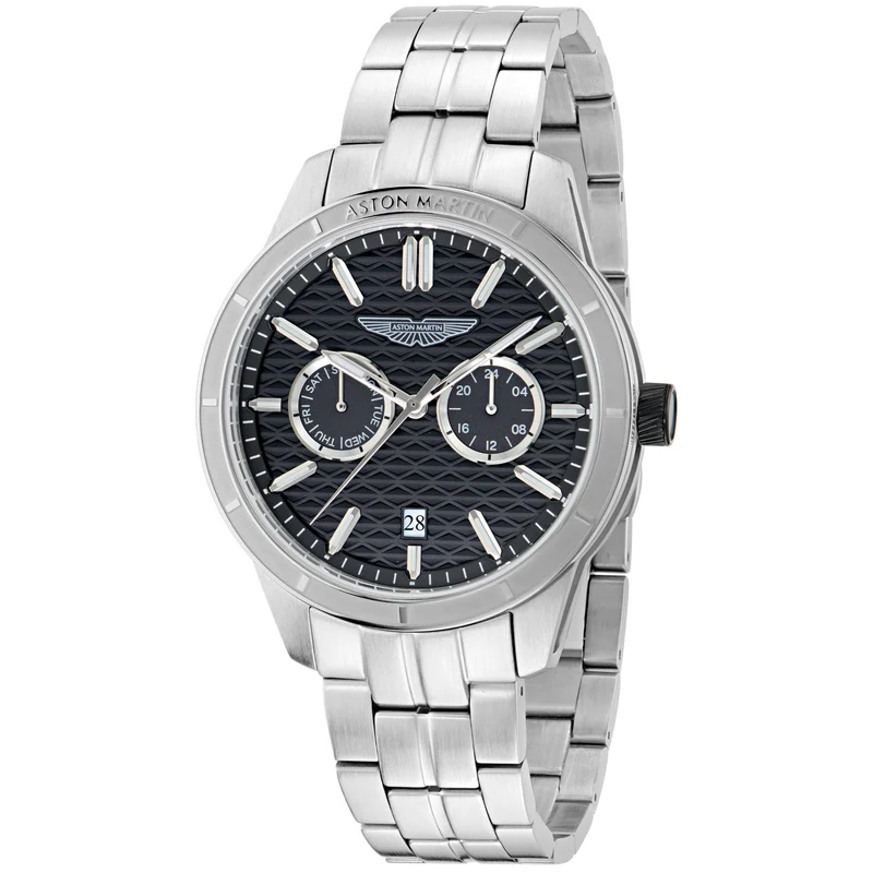 Aston Martin Icon HDL 42mm Chronograph RSST Case Black Dial RSST Bracelet Mens Quartz Watch MTIH2S603