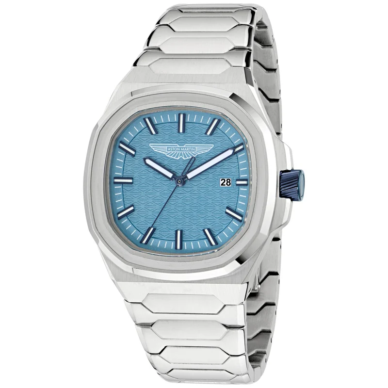 Aston Martin Icon GPQ 42mm RSST Case Light Blue Dial RSST Bracelet Mens Quartz Watch MTIG2S605