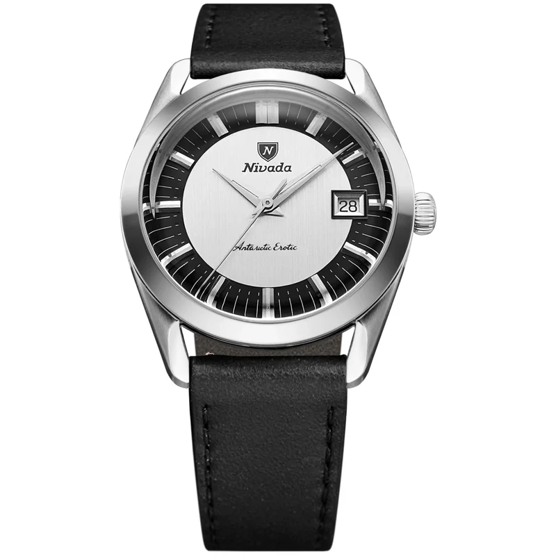 Nivada Grenchen Antarctic Erotic 38mm Tuxedo Dial Leather Mens Manual-Wind Watch 320696M17