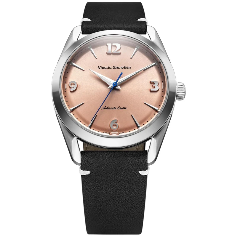 Nivada Grenchen Antarctic Erotic 38mm Salmon Dial Leather Mens Manual-Wind Watch 320695M15