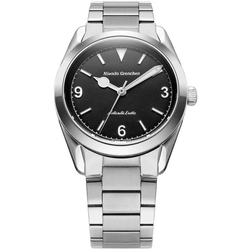 Nivada Grenchen Antarctic Erotic 38mm Black Dial Steel Mens Manual-Wind Watch 320694M20