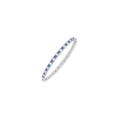 Sapphire and Diamond Eternity Bangle : 14K White Gold - 2.00 CT TGW