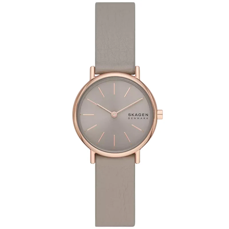 Skagen Signatur Lille 30mm Grey Dial Leather Ladies Quartz Watch SKW3060