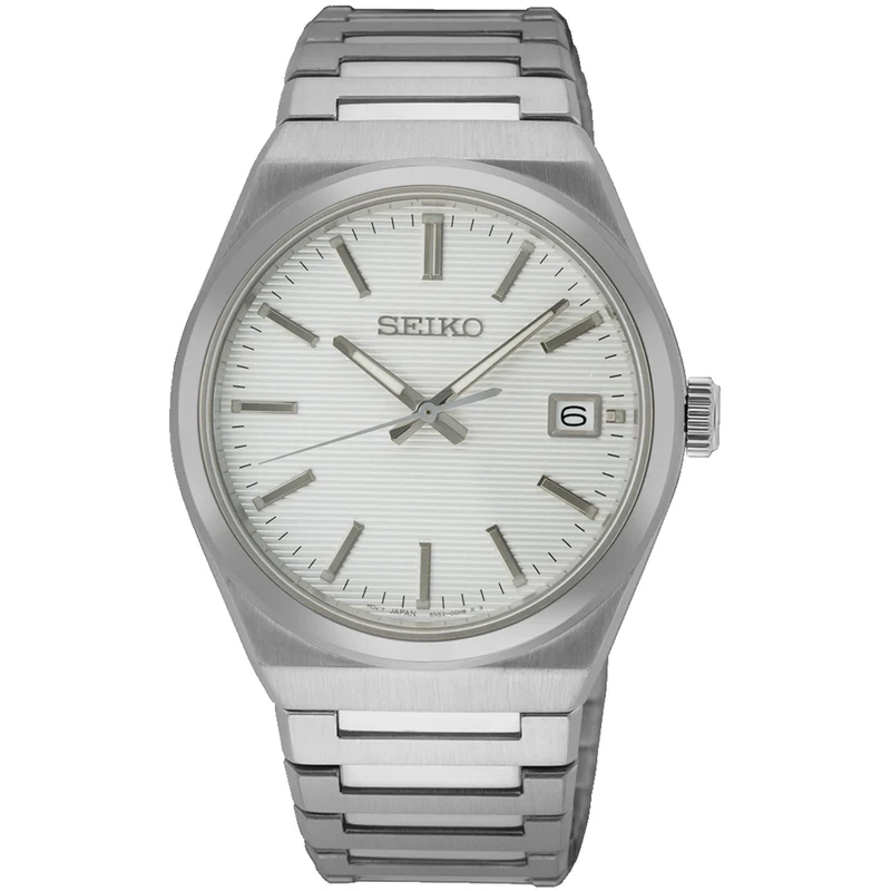 Seiko Essentials 39mm White Dial Steel Mens Quartz Watch SUR553P1