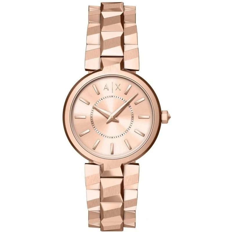 Armani Exchange Audelle 34mm Rose Gold Dial Steel Ladies Quartz Watch AX4408
