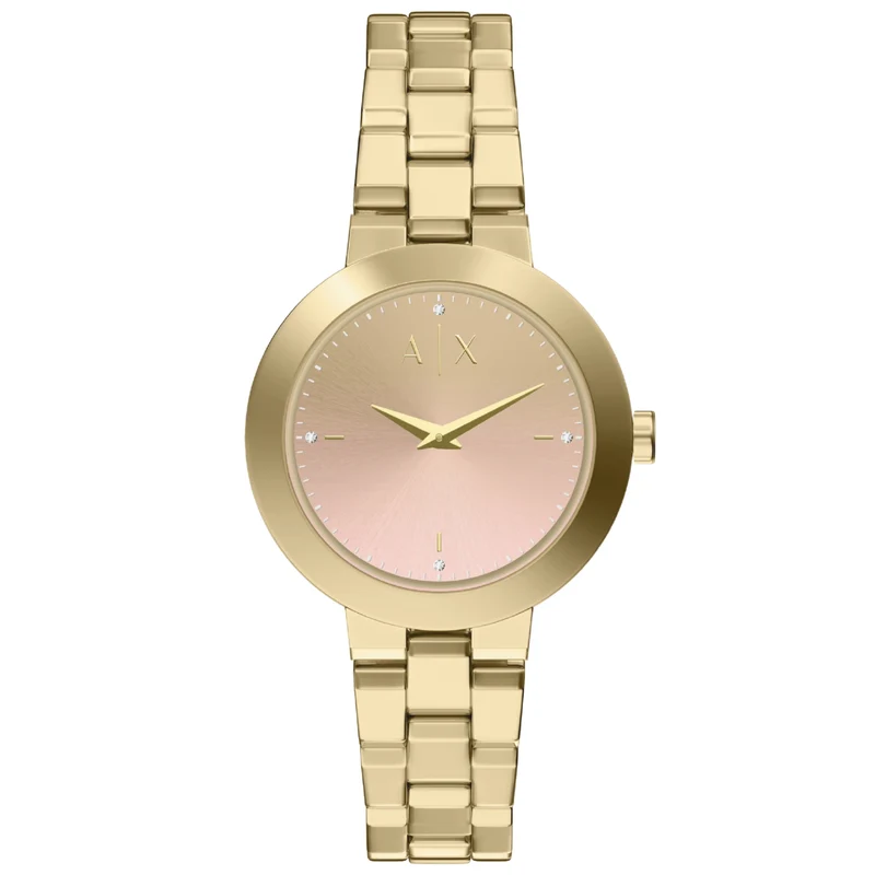Armani Exchange Jackie 36mm Pink Dial Steel Ladies Quartz Watch AX5182