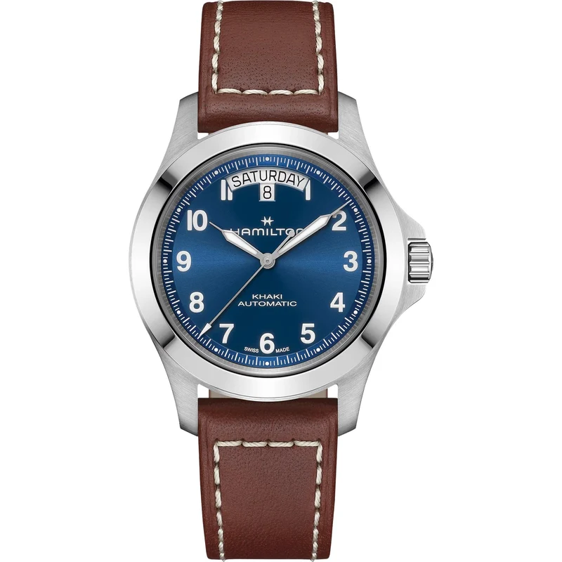 Hamilton Khaki Field King 40mm Blue Dial Leather Mens Automatic Watch H64475540