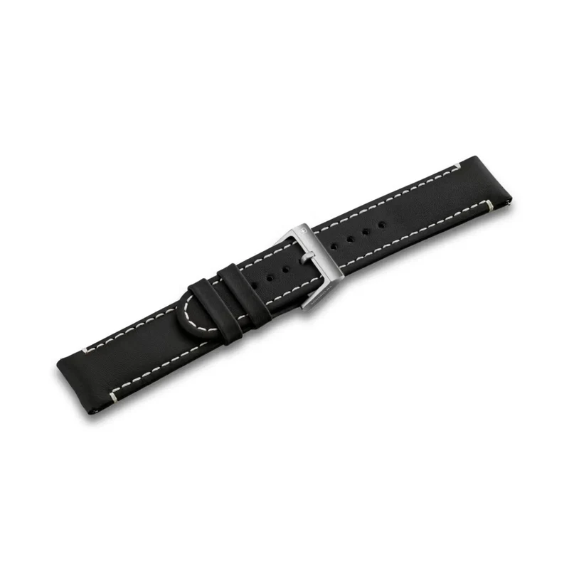 Victorinox Genuine Leather 21mm Black Watch Strap D2 V.60063
