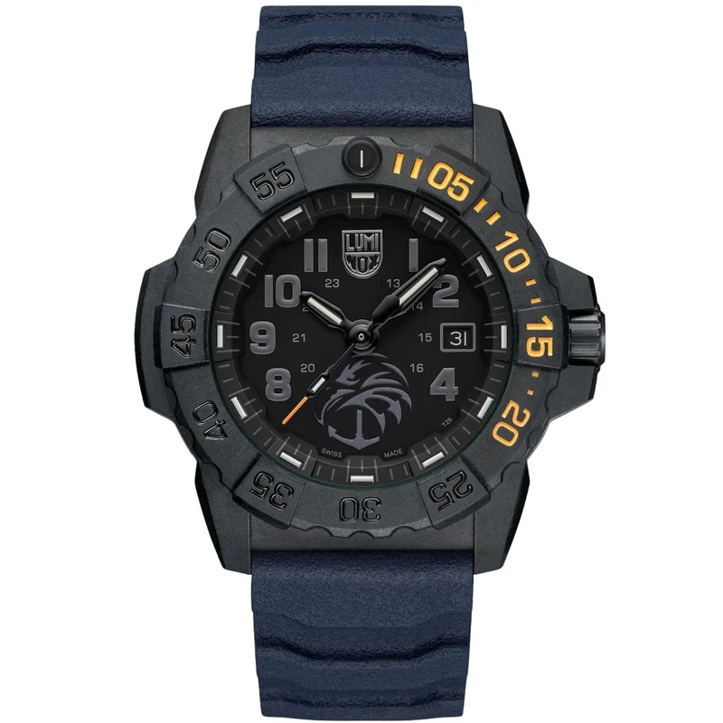 Luminox Navy Seal 45mm Black Dial Rubber Mens Quartz Watch XS.3505.NSF.N