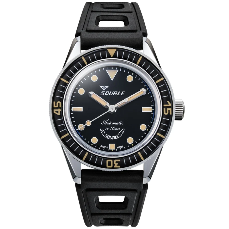 Squale SUB-37 Legend Black Dial Rubber Strap Men's Watch SUB-37BKBK.RBK