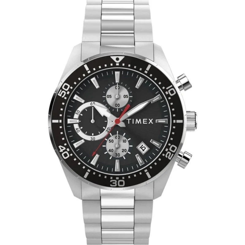 Timex Ridgefield 42mm Chronograph Black Dial Steel Mens Quartz Watch TW2Y56900