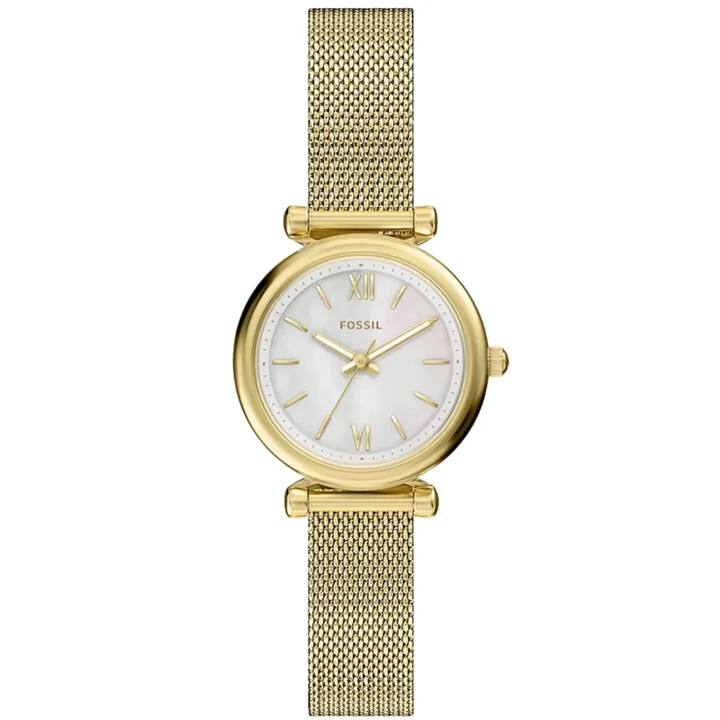 Fossil Carlie 28mm Mother of Pearl Dial Steel Ladies Quartz Watch ES5462