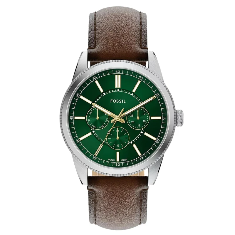 Fossil Pearson 42mm Chronograph Green Dial Leather Mens Quartz Watch FS6137