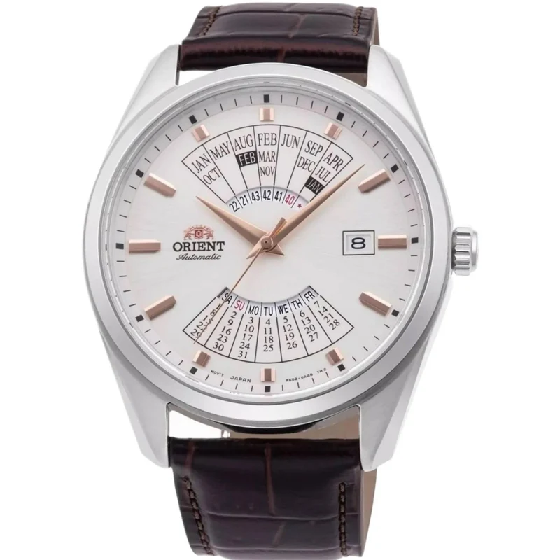 Orient Multi-Year Calendar 43.5mm White Dial Leather Mens Automatic Watch RA-BA0005S30B