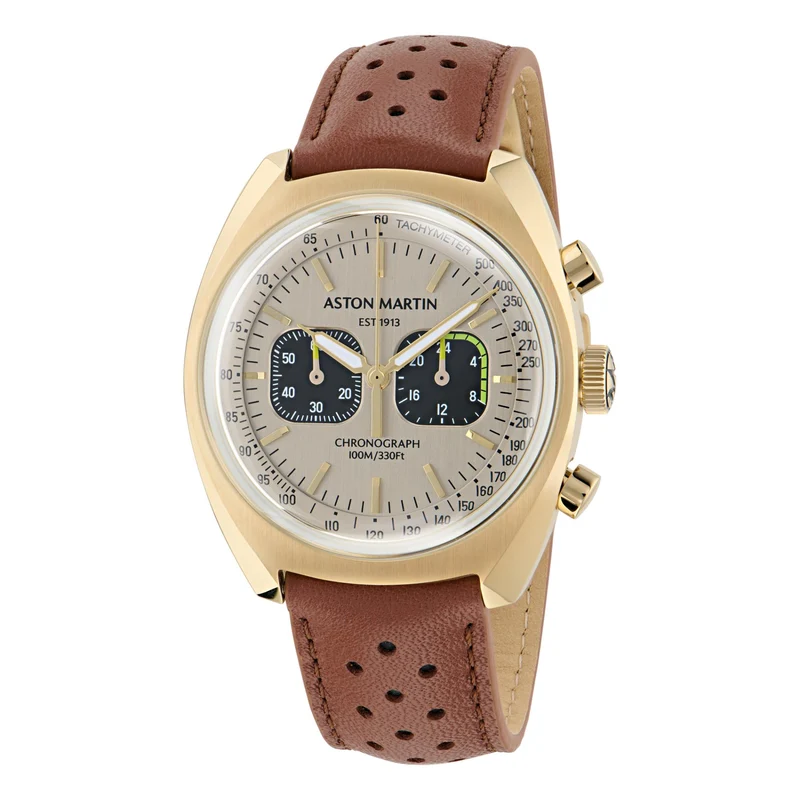 Aston Martin Automatic Chronograph Champagne Dial Tan Leather Strap Men's Watch MTTS2F502
