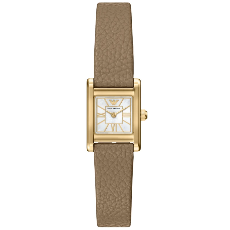 Emporio Armani Genni 26mm White Mother of Pearl Dial Leather Ladies Quartz Watch AR11765