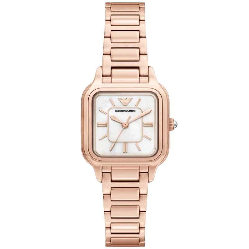 Emporio Armani Genni 35mm White Mother of Pearl Dial Steel Ladies Quartz Watch AR11743