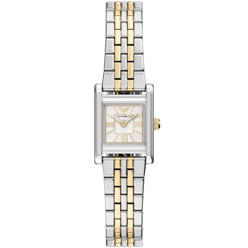 Emporio Armani Genni 19mm White Mother of Pearl Dial Steel Ladies Quartz Watch AR11763