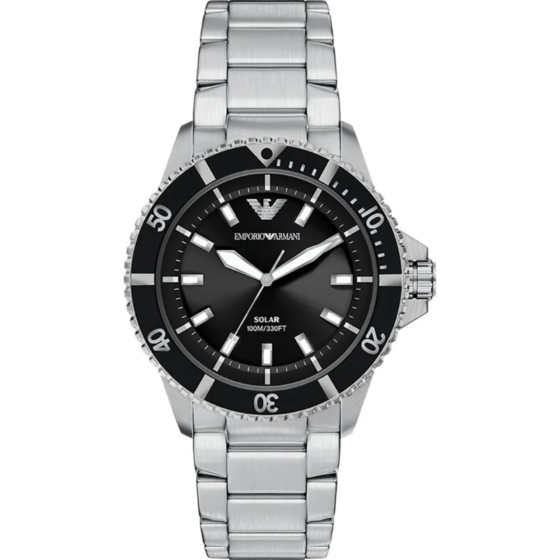 Emporio Armani World Explorer 42mm Black Dial Steel Mens Quartz Watch AR11787