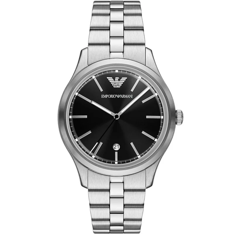 Emporio Armani Dario 41mm Black Dial Steel Mens Quartz Watch AR11732