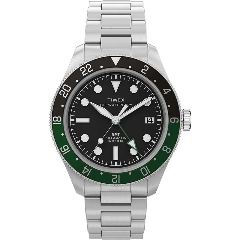 Timex Waterbury 42mm Black Dial Steel Mens Automatic Watch TW2Y60800