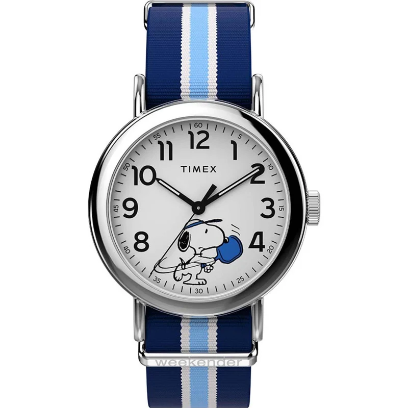 Timex Peanuts 37mm White Dial Textile Quartz Watch TW2Y50600