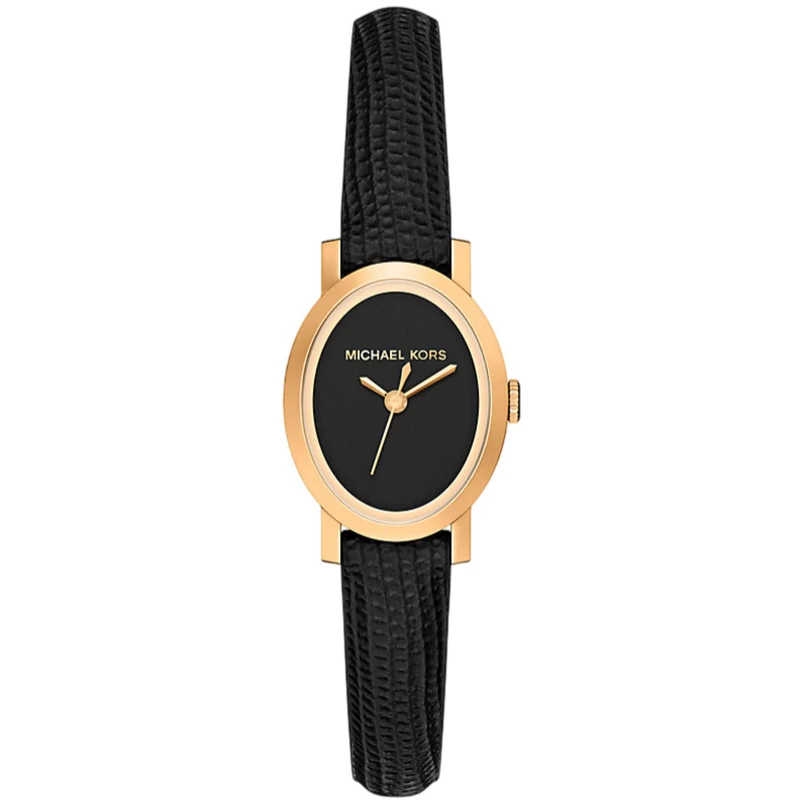 Michael Kors Petite Maude Black Dial Embossed Leather Strap Women's Watch MK7585