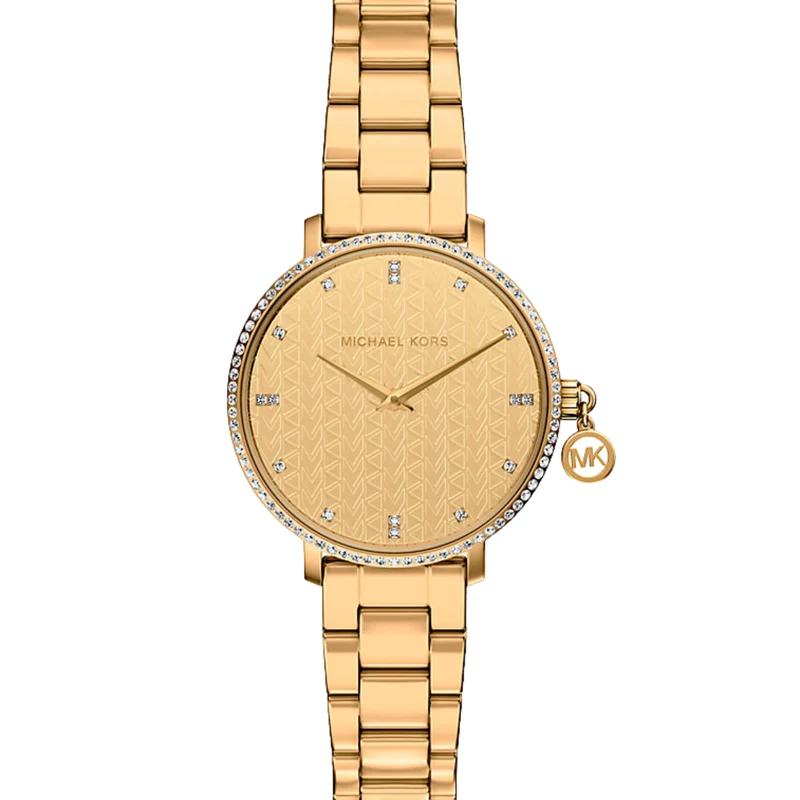 Michael Kors Pyper 32mm Gold Dial Steel Ladies Quartz Watch MK7572