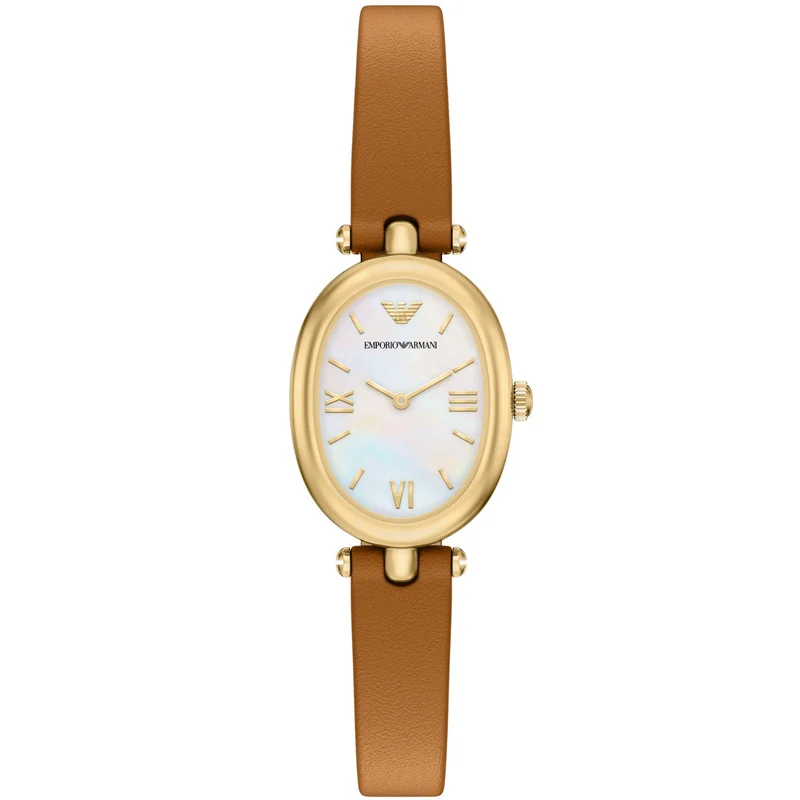 Emporio Armani Sinfonia 28mm White Mother of Pearl Dial Leather Ladies Quartz Watch AR11780