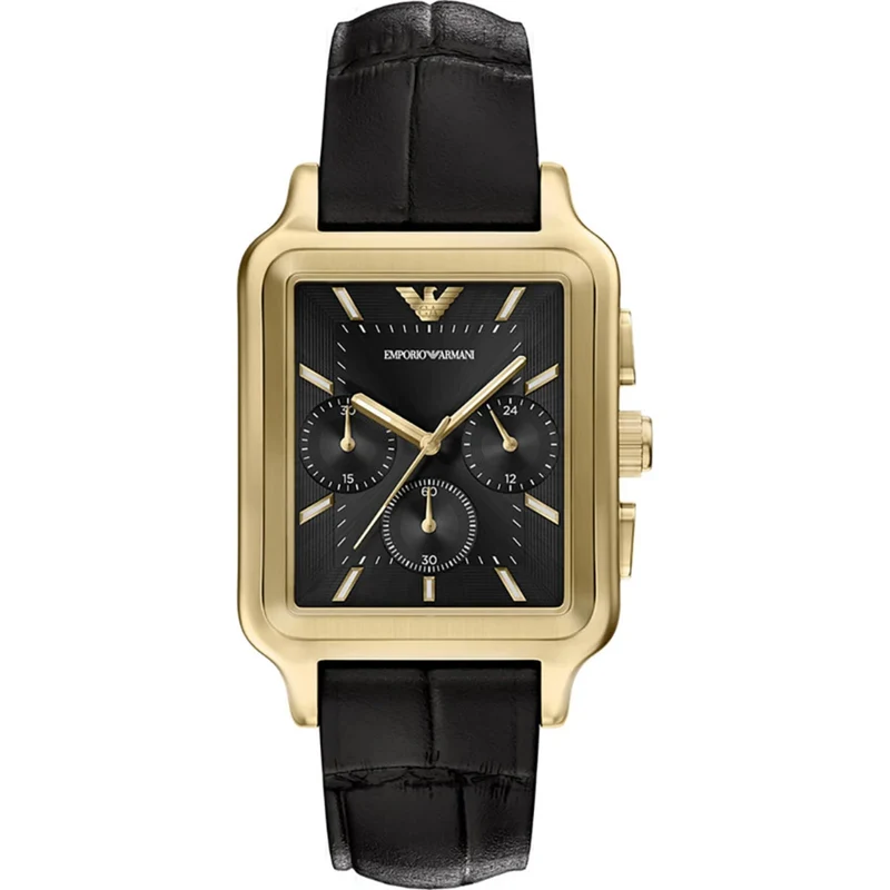Emporio Armani Diego 38mm Chronograph Black Dial Leather Mens Quartz Watch AR11753