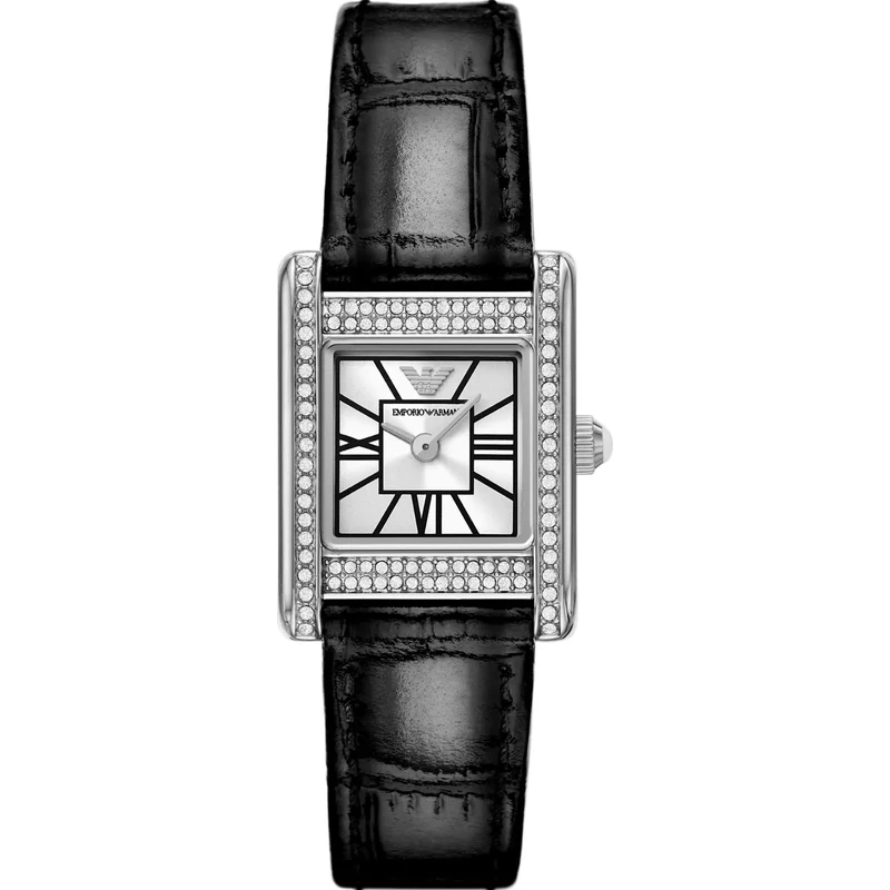 Emporio Armani Genni 20mm Silver Dial Leather Ladies Quartz Watch AR11660