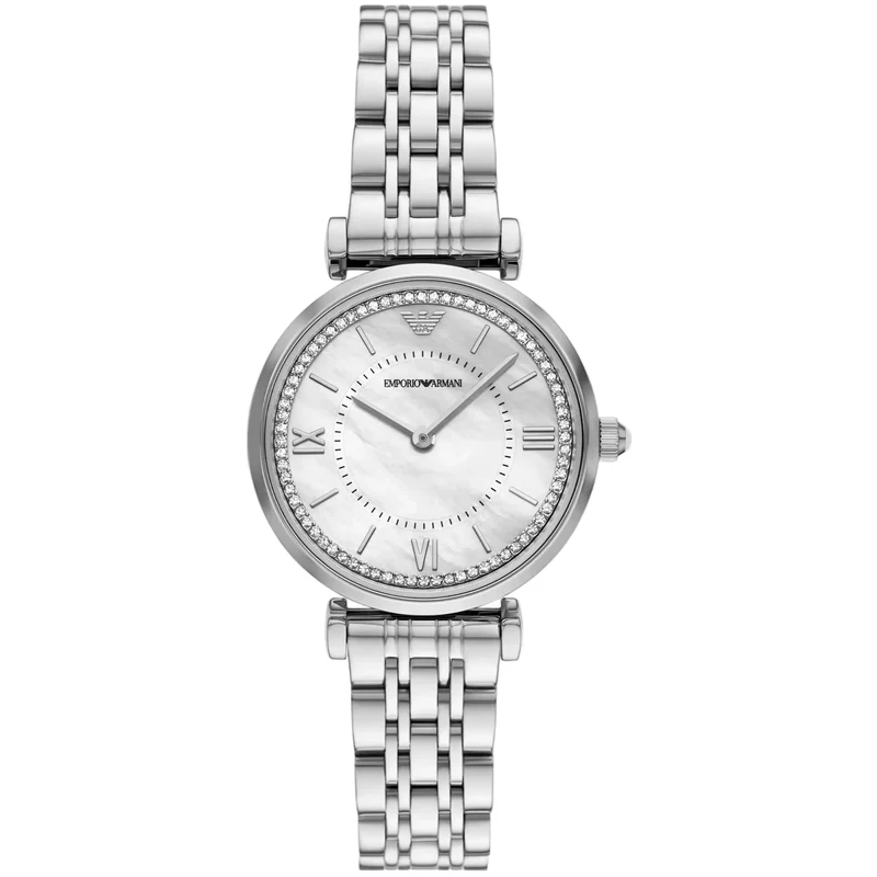 Emporio Armani Gianni T-bar 32mm White Dial Steel Ladies Quartz Watch AR11701