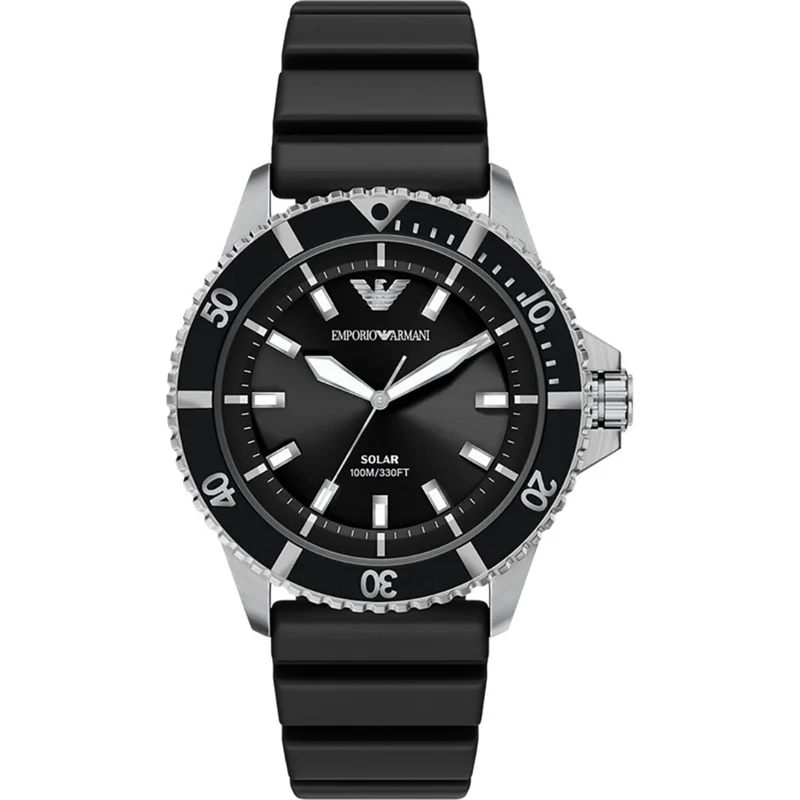 Emporio Armani World Explorer 42mm Black Dial Rubber Mens Quartz Watch AR11788