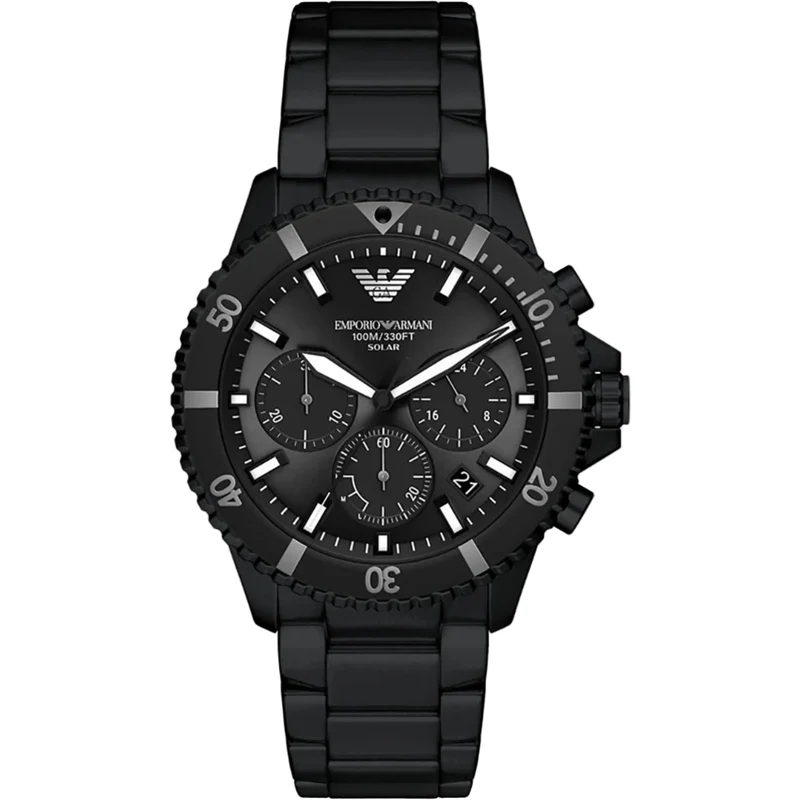 Emporio Armani Dario 43mm Chronograph Black Dial Steel Mens Quartz Watch AR11784