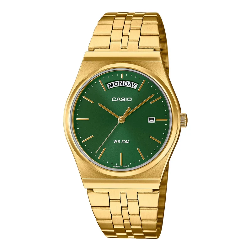Casio MTP Collection 35mm Green Dial Steel Quartz Watch MTP-B146G-3AVEF