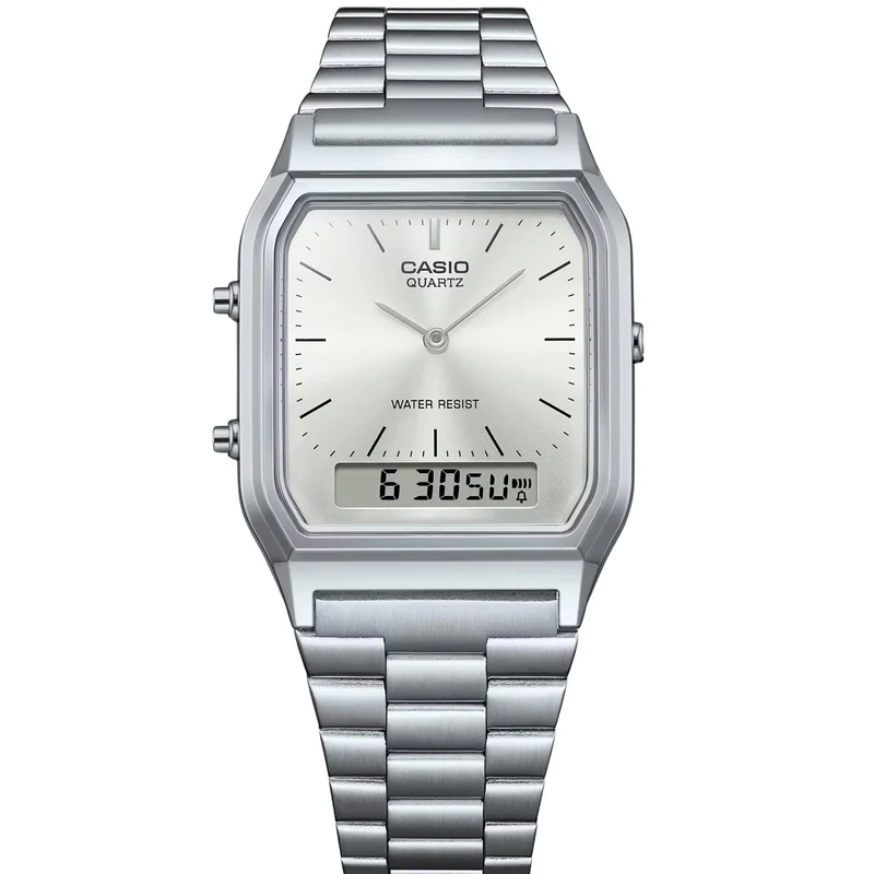 Casio Vintage Quartz Silver Dial Steel Strap Watch AQ-230A-7AMQYES