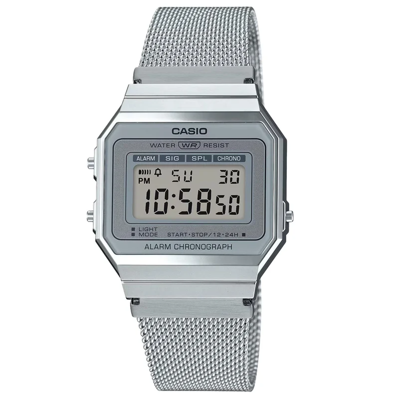 Casio Vintage Mini Quartz Digital Steel Strap Watch A700WEM-7AEF