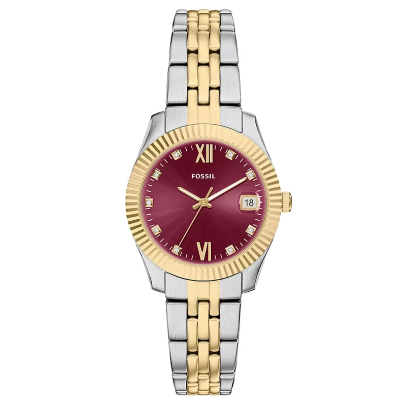 Fossil Scarlette 32mm Pink Dial Steel Ladies Quartz Watch ES5461
